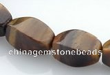 CTE26 8*15mm twisted oval yellow tiger eye beads Wholesale