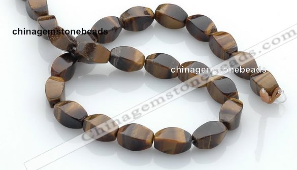 CTE26 8*15mm twisted oval yellow tiger eye beads Wholesale