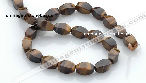 CTE26 8*15mm twisted oval yellow tiger eye beads Wholesale