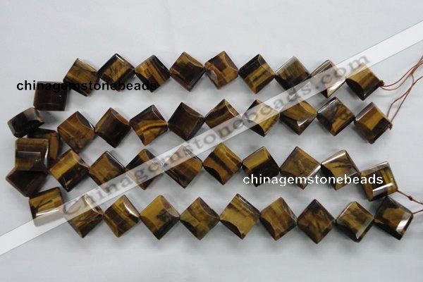 CTE316 15.5 inches 15*15mm faceted diamond yellow tiger eye beads