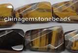 CTE319 20*30mm twisted & faceted rectangle yellow tiger eye beads