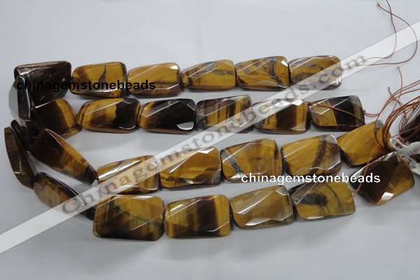 CTE319 20*30mm twisted & faceted rectangle yellow tiger eye beads