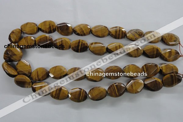 CTE321 15.5 inches 15*20mm twisted & faceted oval yellow tiger eye beads