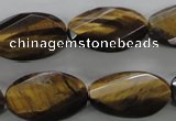 CTE322 15.5 inches 15*25mm twisted & faceted oval yellow tiger eye beads