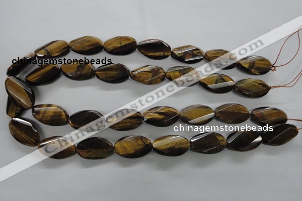 CTE322 15.5 inches 15*25mm twisted & faceted oval yellow tiger eye beads