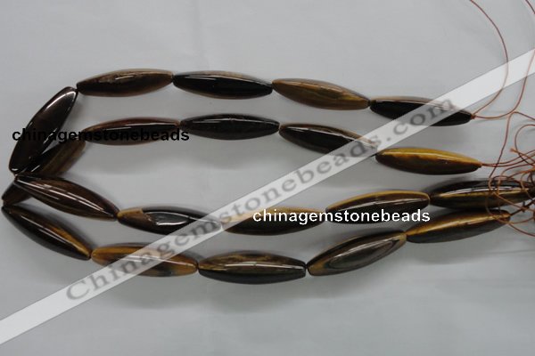 CTE332 15.5 inches 11*40mm trihedron yellow tiger eye gemstone beads