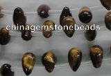 CTE337 Top-drilled 6*10mm teardrop yellow tiger eye gemstone beads