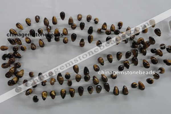 CTE337 Top-drilled 6*10mm teardrop yellow tiger eye gemstone beads