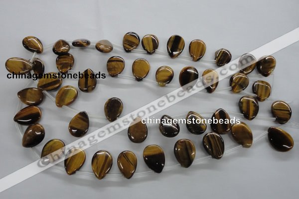 CTE338 Top-drilled 13*18mm flat teardrop yellow tiger eye gemstone beads