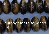 CTE405 15.5 inches 10*18mm faceted rondelle yellow tiger eye beads