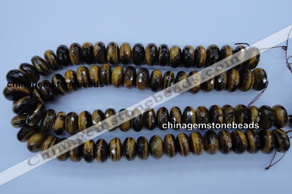 CTE405 15.5 inches 10*18mm faceted rondelle yellow tiger eye beads