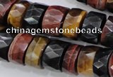 CTE408 15.5 inches 7*12mm faceted tyre red & yellow tiger eye beads