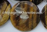 CTE410 15.5 inches 40mm faceted coin yellow tiger eye beads