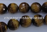 CTE425 15.5 inches 14mm faceted round yellow tiger eye beads