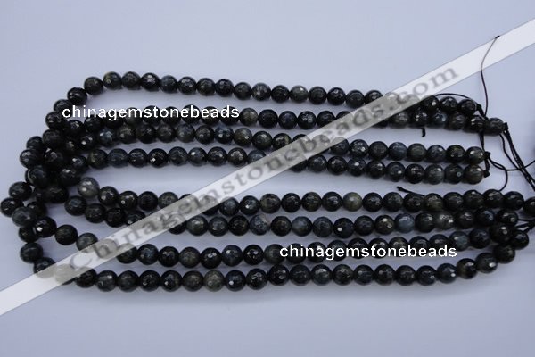 CTE442 15.5 inches 8mm faceted round blue tiger eye beads