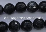 CTE445 15.5 inches 14mm faceted round blue tiger eye beads