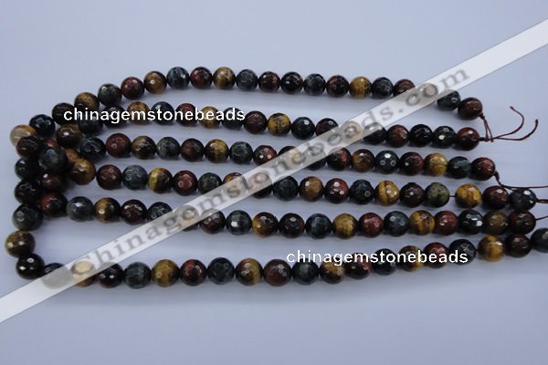 CTE454 15.5 inches 10mm faceted round mixed tiger eye beads