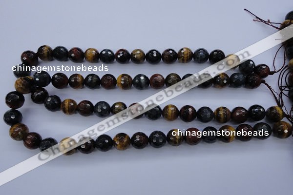 CTE455 15.5 inches 12mm faceted round mixed tiger eye beads