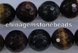 CTE457 15.5 inches 16mm faceted round mixed tiger eye beads