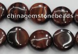 CTE53 15.5 inches 15mm flat round red tiger eye gemstone beads