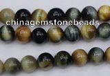 CTE552 15.5 inches 8mm round golden & blue tiger eye beads