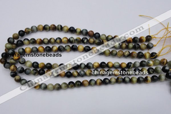 CTE552 15.5 inches 8mm round golden & blue tiger eye beads