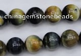 CTE554 15.5 inches 12mm round golden & blue tiger eye beads