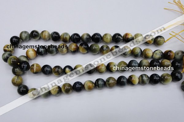 CTE554 15.5 inches 12mm round golden & blue tiger eye beads