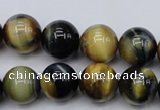 CTE555 15.5 inches 14mm round golden & blue tiger eye beads