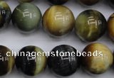 CTE557 15.5 inches 18mm round golden & blue tiger eye beads