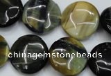 CTE564 15.5 inches 18mm flat round golden & blue tiger eye beads