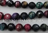 CTE581 15.5 inches 6mm faceted round colorful tiger eye beads