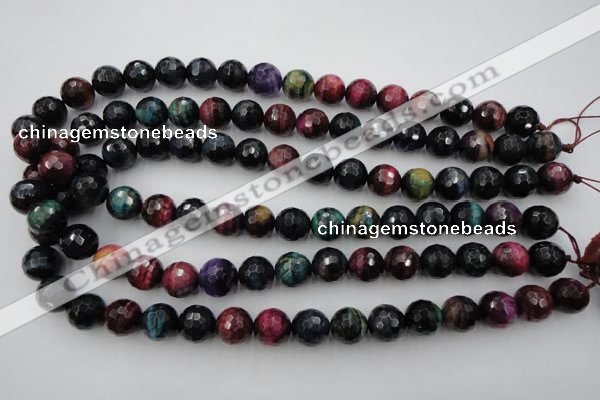 CTE581 15.5 inches 6mm faceted round colorful tiger eye beads