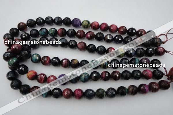 CTE583 15.5 inches 10mm faceted round colorful tiger eye beads