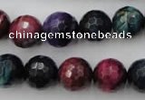 CTE584 15.5 inches 12mm faceted round colorful tiger eye beads