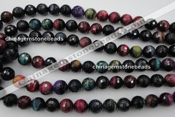 CTE586 15.5 inches 16mm faceted round colorful tiger eye beads