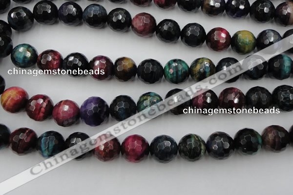 CTE587 15.5 inches 18mm faceted round colorful tiger eye beads