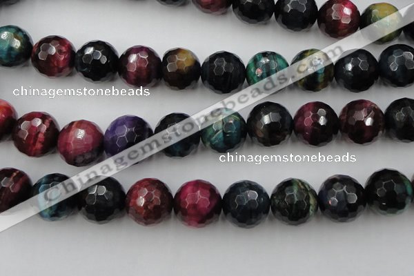 CTE588 15.5 inches 20mm faceted round colorful tiger eye beads