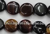 CTE62 15.5 inches 14mm flat round mixed tiger eye gemstone beads