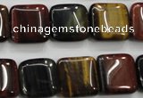 CTE63 15.5 inches 15*15mm square mixed tiger eye gemstone beads