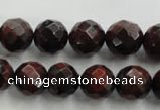 CTE704 15.5 inches 12mm faceted round red tiger eye beads