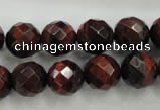 CTE705 15.5 inches 14mm faceted round red tiger eye beads