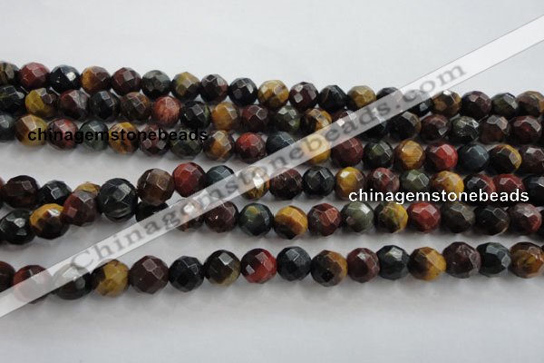 CTE712 15.5 inches 8mm faceted round mixed color tiger eye beads