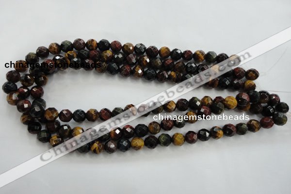 CTE713 15.5 inches 10mm faceted round mixed color tiger eye beads