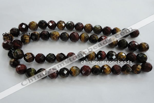 CTE714 15.5 inches 12mm faceted round mixed color tiger eye beads