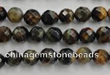 CTE721 15.5 inches 6mm faceted round yellow & blue tiger eye beads