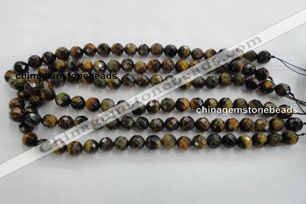 CTE721 15.5 inches 6mm faceted round yellow & blue tiger eye beads