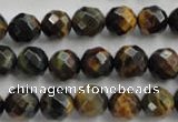 CTE723 15.5 inches 10mm faceted round yellow & blue tiger eye beads