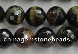 CTE726 15.5 inches 16mm faceted round yellow & blue tiger eye beads