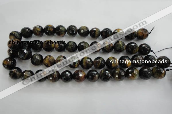 CTE727 15.5 inches 18mm faceted round yellow & blue tiger eye beads